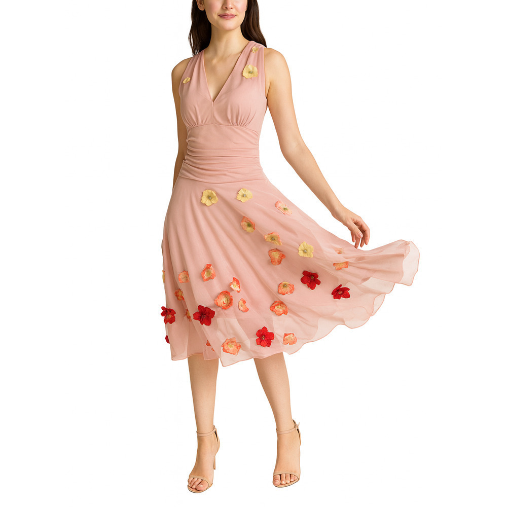 VTG Y2K Speechless Fairy Flower Dress Pink Halter Babydoll Glitter Embroidered